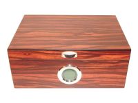 Exkluzív-Luxus humidor 50 szál szivar részére, cédrusfa szivar doboz, DIGITÁLIS hygrométerrel - barna-csíkos